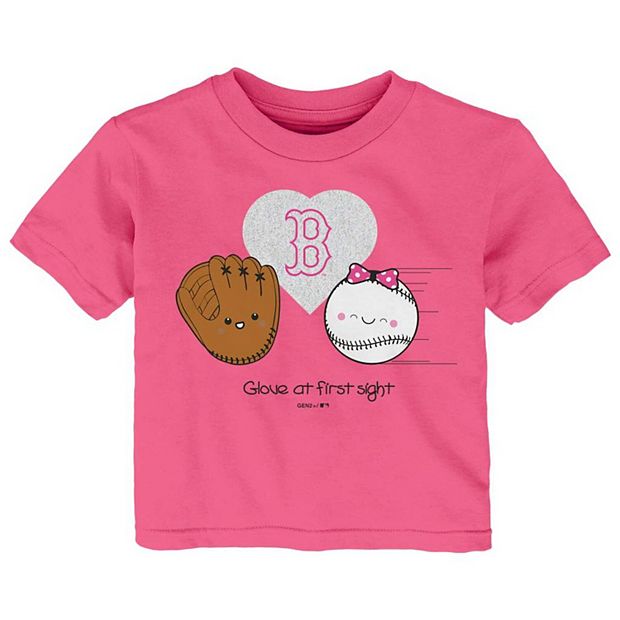 Boston Red Sox Girls Infant I Glove You T-Shirt - Pink