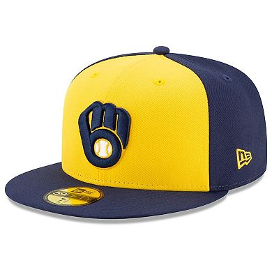 Men's New Era Navy/Yellow Milwaukee Brewers Alternate Authentic Collection On-Field 59FIFTY Fitted Hat