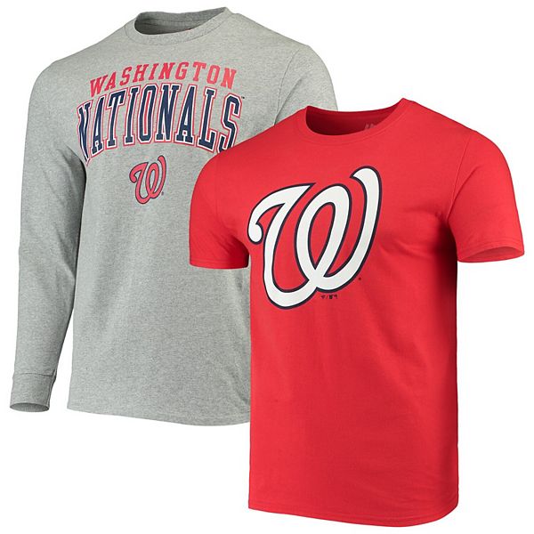 Men's Fanatics Branded Red/Gray Washington Nationals Team Logo T-Shirt  Combo Set