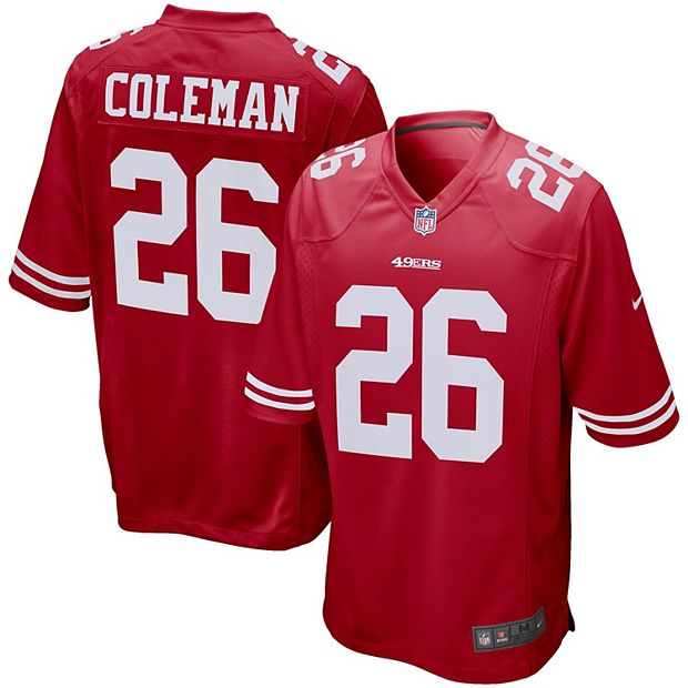 Men's Nike Tevin Coleman Scarlet San Francisco 49ers Home Game Player Jersey