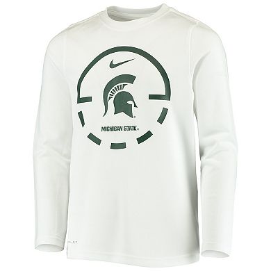 Youth Nike White Michigan State Spartans Basketball Legend Performance Long Sleeve T-Shirt