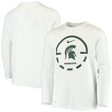 Youth Nike White Michigan State Spartans Basketball Legend Performance Long Sleeve T-Shirt