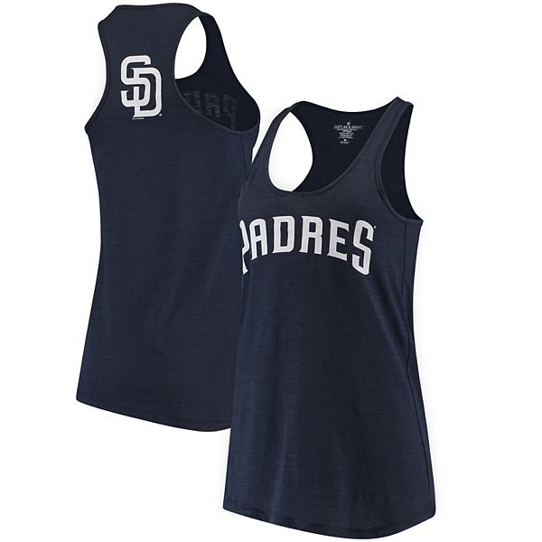 Women's San Diego Padres Soft As A Grape White Front & Back Tri-Blend  Racerback Tank Top