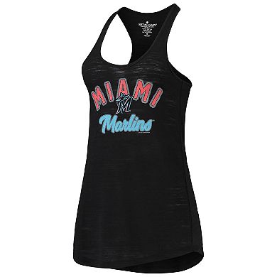 Women's Soft as a Grape Black Miami Marlins Multi-Count Tri-Blend Tank Top