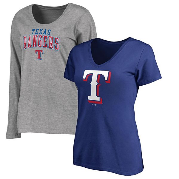 Women's Fanatics Branded Royal/Gray Texas Rangers V-Neck T-Shirt Combo Set