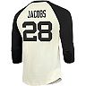 Men's Fanatics Branded Josh Jacobs Cream/Black Las Vegas Raiders Vintage Player Name & Number Raglan 3/4-Sleeve T-Shirt