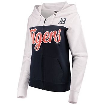 New Era Women's Navy Detroit Tigers Colorblock French Terry Full-Zip Hoodie