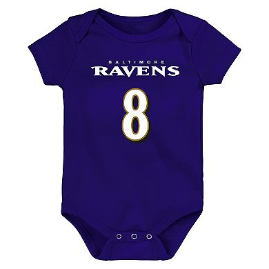 Infant Lamar Jackson Purple Baltimore Ravens Mainliner Name & Number Bodysuit