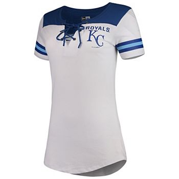 Kansas City Royals 5th & Ocean by New Era Women's Baby Jersey Lace-Up V-Neck