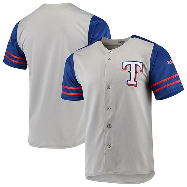 Texas Rangers Stitches Button-Up Jersey - Gray/Royal