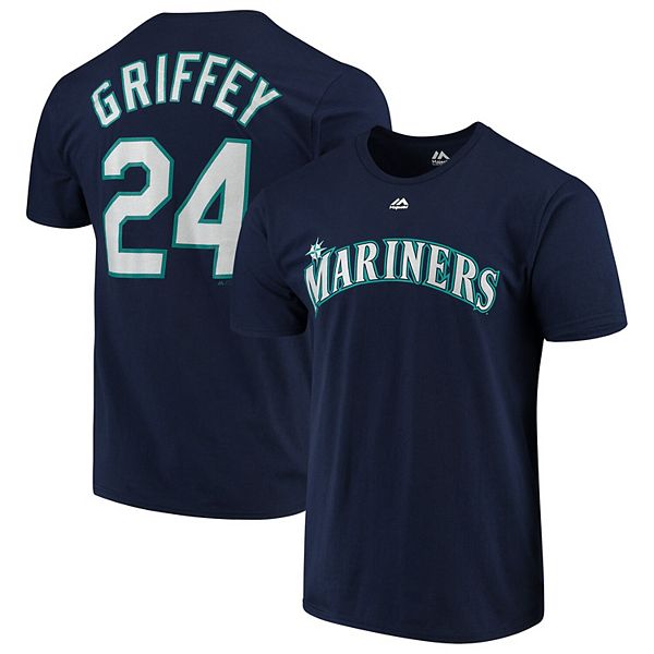 Men's Majestic Ken Griffey Jr. Navy Seattle Mariners Cooperstown Collection  Official Name & Number T-Shirt