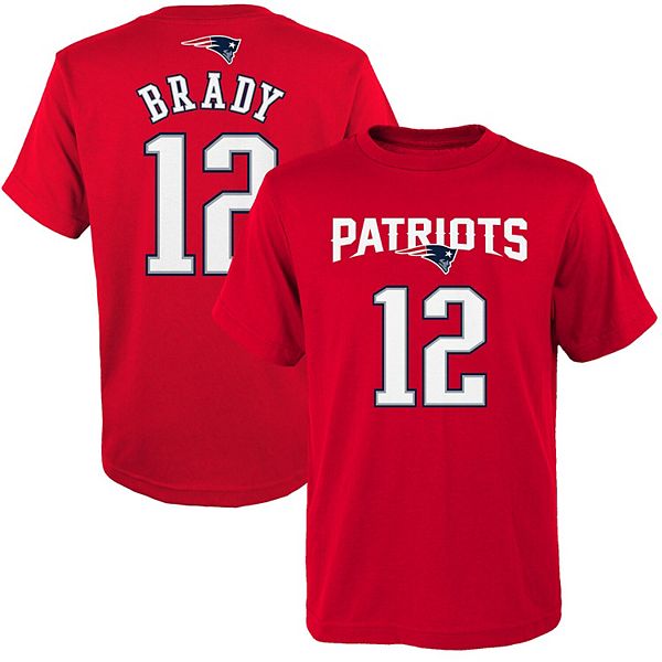 Youth Tom Brady Red New England Patriots Mainliner Player Name & Number T-Shirt