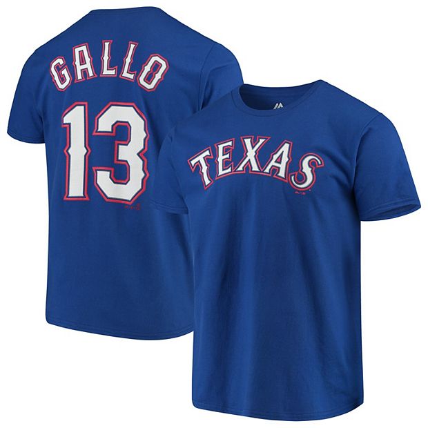 Men's Majestic Joey Gallo Royal Texas Rangers Official Name & Number Player  T-Shirt