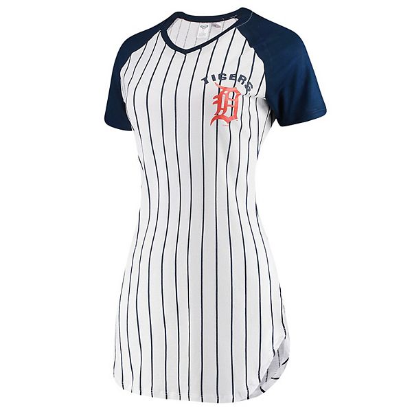 Women's Concepts Sport White Detroit Tigers Vigor Pinstripe Nightshirt