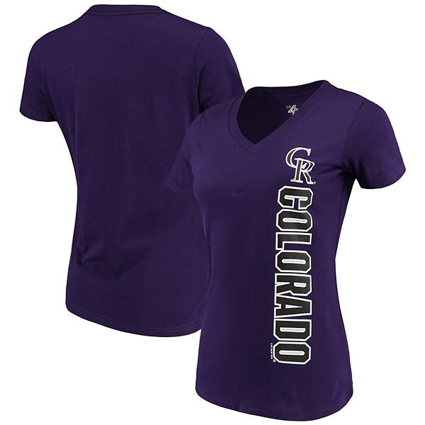 Colorado Rockies G-III 4Her by Carl Banks Women's City Graphic V-Neck  Fitted T-Shirt - Purple