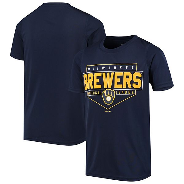 Youth Navy Milwaukee Brewers Stolen Base Performance T-Shirt