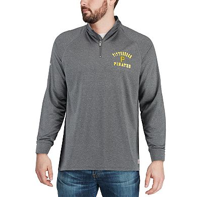 Men's Stitches Heathered Charcoal Pittsburgh Pirates Team Raglan Quarter-Zip Pullover Jacket