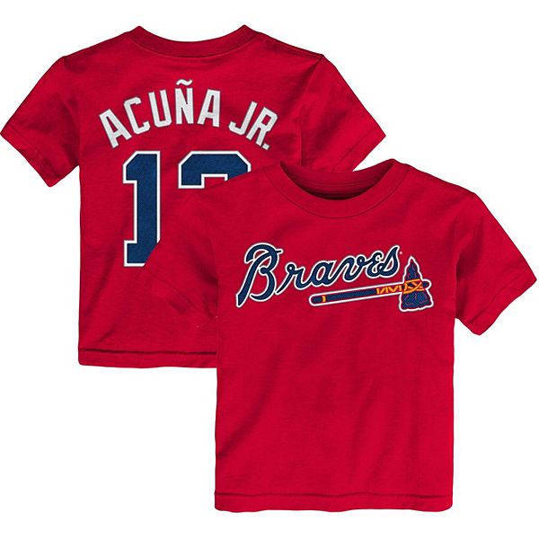 Toddler Majestic Ronald Acuna Jr. Red Atlanta Braves Player Name & Number T- Shirt