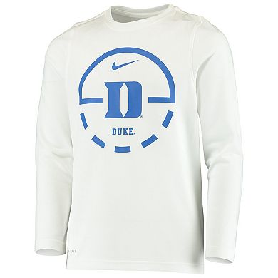 Youth Nike White Duke Blue Devils Basketball Legend Performance Long Sleeve T-Shirt