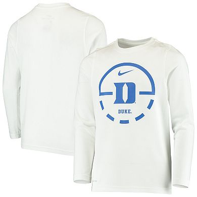 Youth Nike White Duke Blue Devils Basketball Legend Performance Long Sleeve T-Shirt