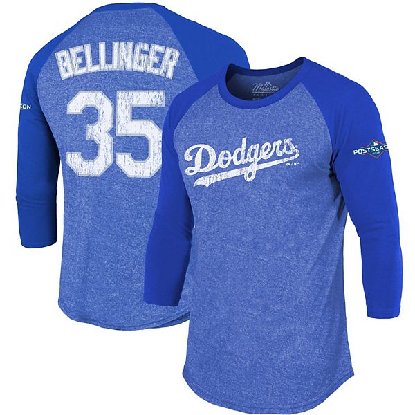 Women's Majestic Threads Cody Bellinger Royal Los Angeles Dodgers Name &  Number Tri-Blend Raglan 3/4-Sleeve T-Shirt