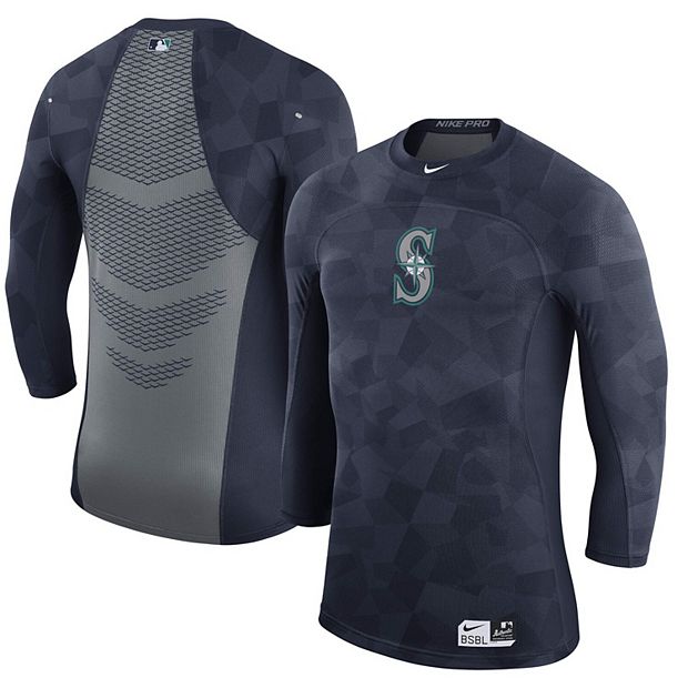 Men's Nike Navy Seattle Mariners Authentic Collection Pro Hypercool 3/4- Sleeve Performance T-Shirt