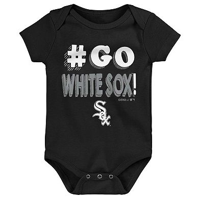 Infant Black/White/Gray Chicago White Sox Born To Win 3-Pack Bodysuit Set