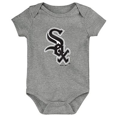 Infant Black/White/Gray Chicago White Sox Born To Win 3-Pack Bodysuit Set