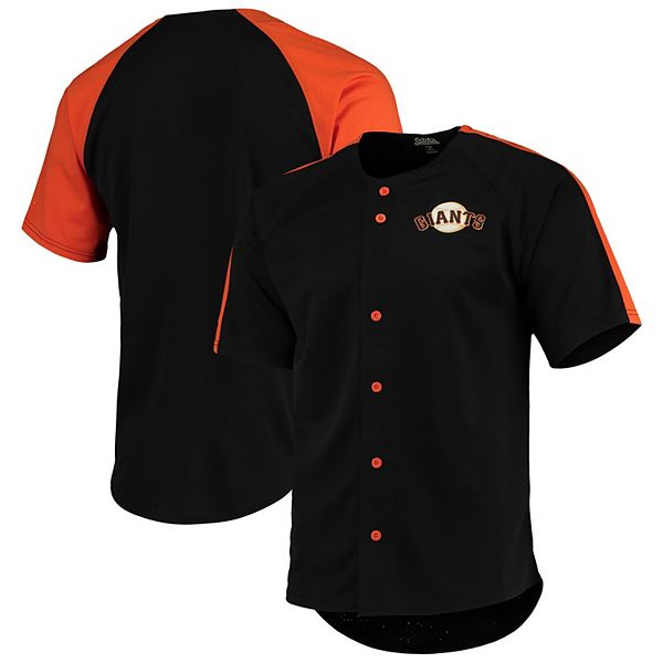 Men's Stitches Black San Francisco Giants Button-Down Raglan Fashion Jersey Size: Medium