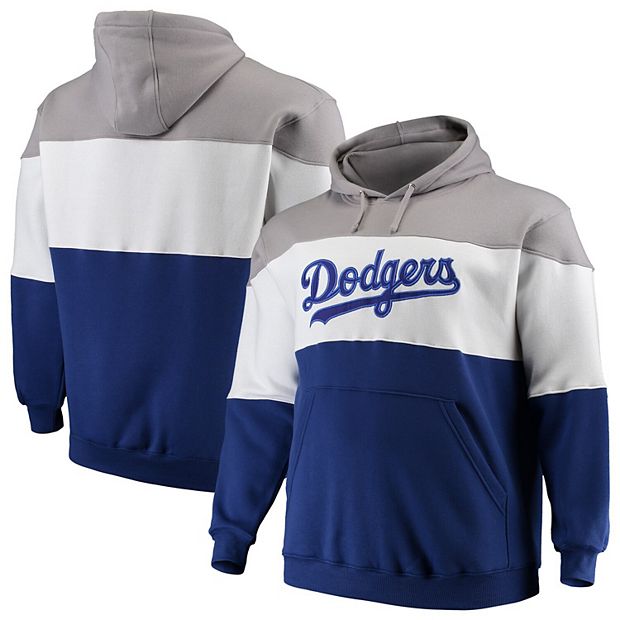 Men's Majestic Gray/Royal Los Angeles Dodgers Big & Tall Color Blocked  Pullover Hoodie