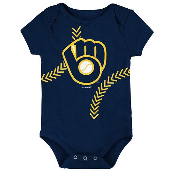 Newborn & Infant Navy Milwaukee Brewers Running Home Team Bodysuit