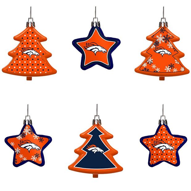 Denver Broncos Six-Pack Shatterproof Tree And Star Ornament Set