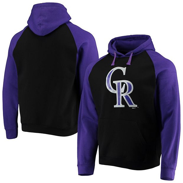 Men's Stitches Black/Purple Colorado Rockies Color Block Raglan Pullover  Hoodie