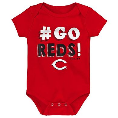 Infant Red/White/Gray Cincinnati Reds Born To Win 3-Pack Bodysuit Set
