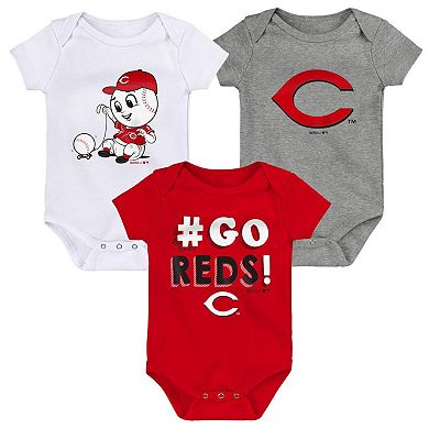 Infant Red/White/Gray Cincinnati Reds Born To Win 3-Pack Bodysuit Set