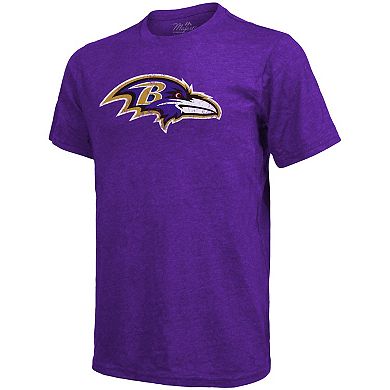 Men's Majestic Threads Lamar Jackson Purple Baltimore Ravens Tri-Blend Name & Number T-Shirt