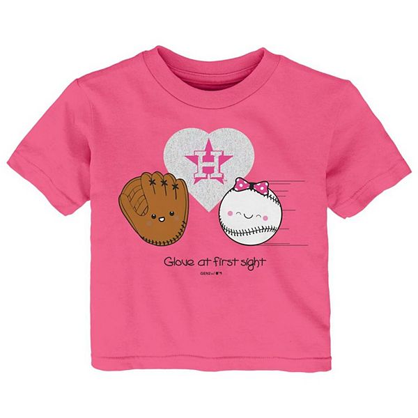 Girls Youth New Era Pink Houston Astros Jersey Stars V-Neck T-Shirt