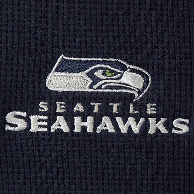 Men's Dunbrooke Navy Seattle Seahawks Logo Maverick Thermal Henley Long Sleeve T-Shirt