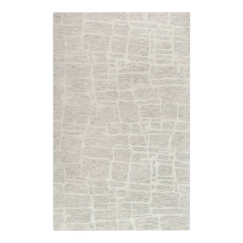 Rizzy Home Kenny Wool Blend Area Rug, White, 5X8 Ft