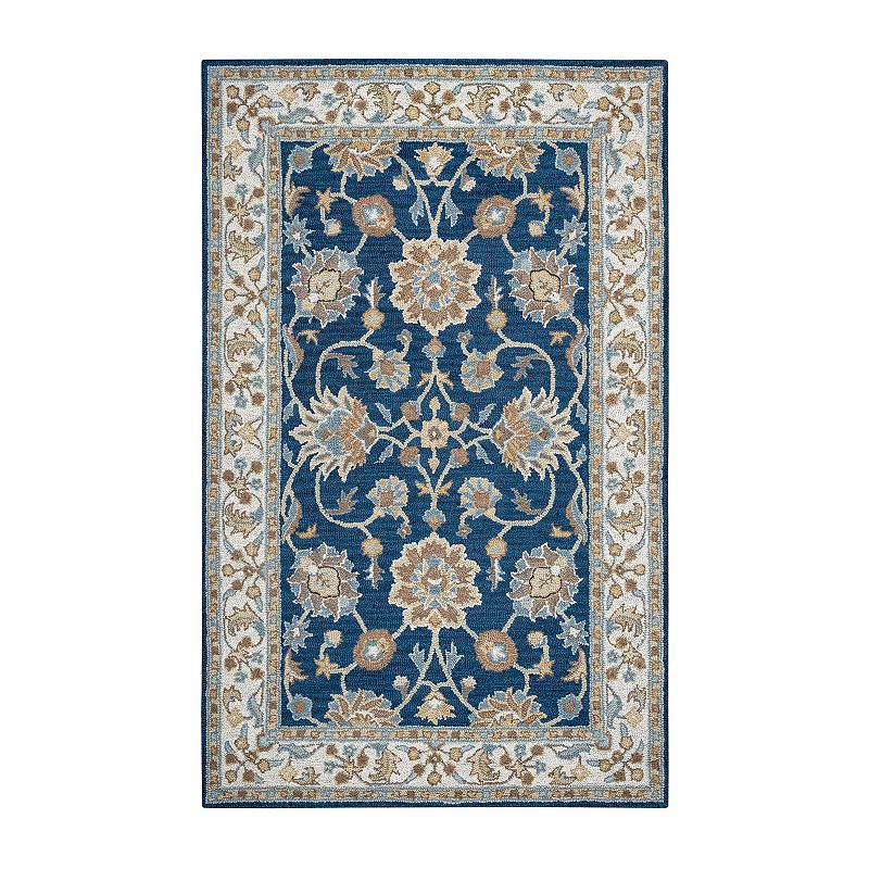 Rizzy Home Luz New Zealand Wool Blend Area Rug, Blue, 6.5X9.5 Ft