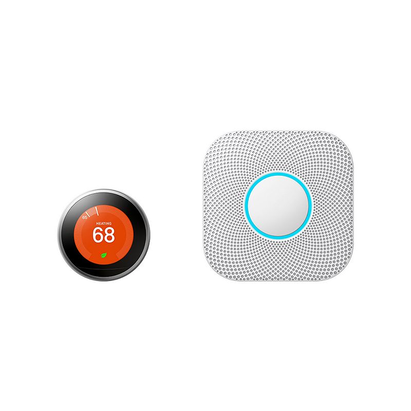 Google Nest Silver Learning Thermostat + Nest Protect Battery, Multicolor