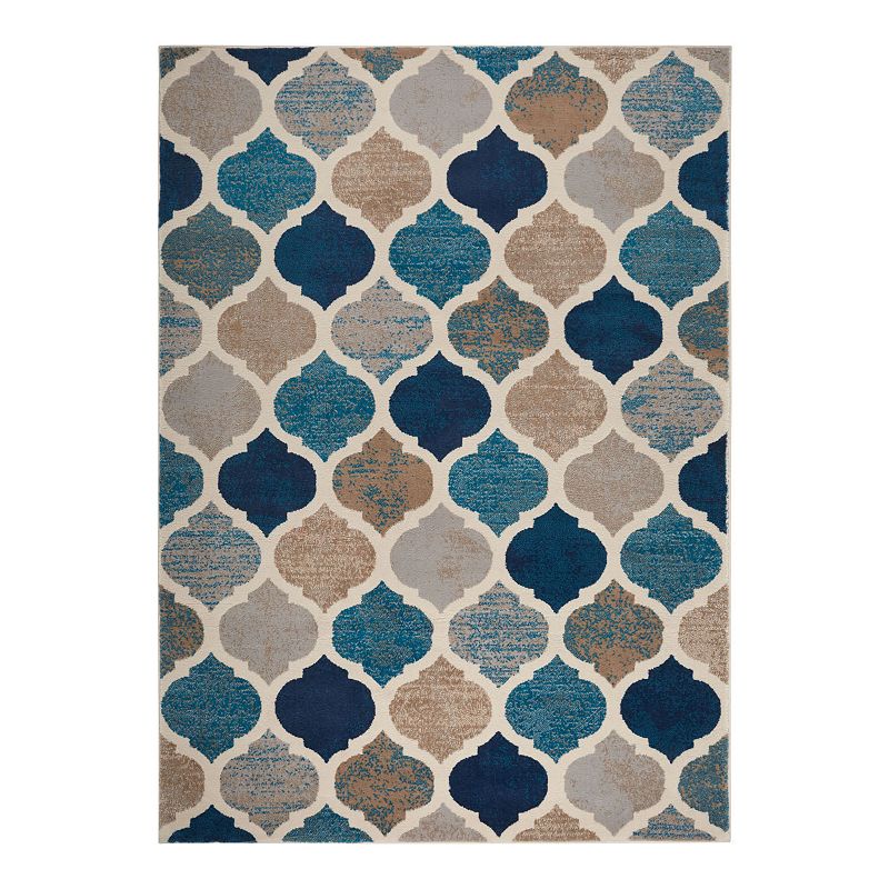 Home Dynamix Tremont Quatrefoil Area Rug, White, 5Ft Rnd