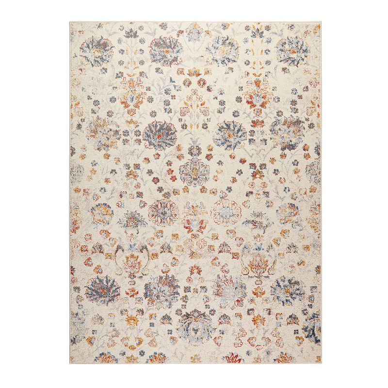 Home Dynamix Venice Flore Area Rug, White, 5X7 Ft