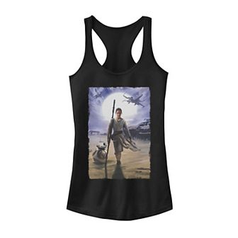 Juniors' Star Wars The Force Awakens Rey And BB-8 Painting Tank Top