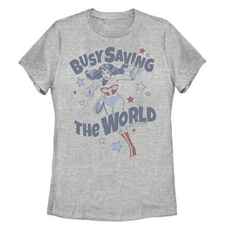 Juniors' DC Comics Wonder Woman "Busy Saving The World" Graphic Tee