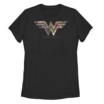 Juniors' DC Comics Wonder Woman Tropical Fill Logo Graphic Tee