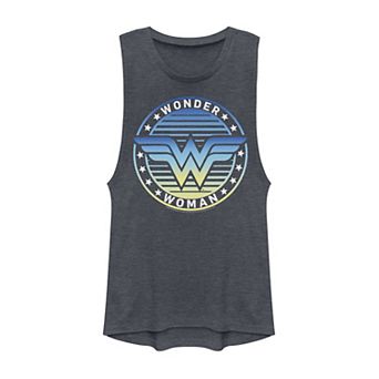 Juniors' DC Comics Wonder Woman Gradient Logo Muscle Tank Top