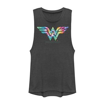 Juniors' DC Comics Wonder Woman Tie Dye Logo Muscle Tank Top