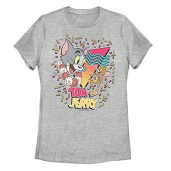 Juniors' Tom and Jerry Tropical 90's Confetti Graphic Tee