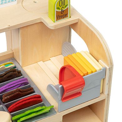 Melissa & Doug Wooden Slice & Stack Sandwich Counter with Deli Slicer-- 56-Piece Pretend Play Food Pieces